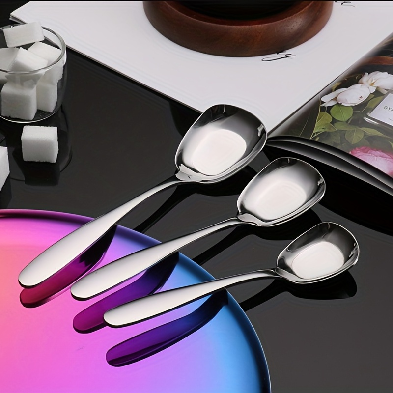 Spoon Stainless Steel Spoon Household Spoon Creative Big Spoon Thickening  Spoon Stirring Spoon Small Spoon Eating Spoon Coffee Spoon (Color : E)