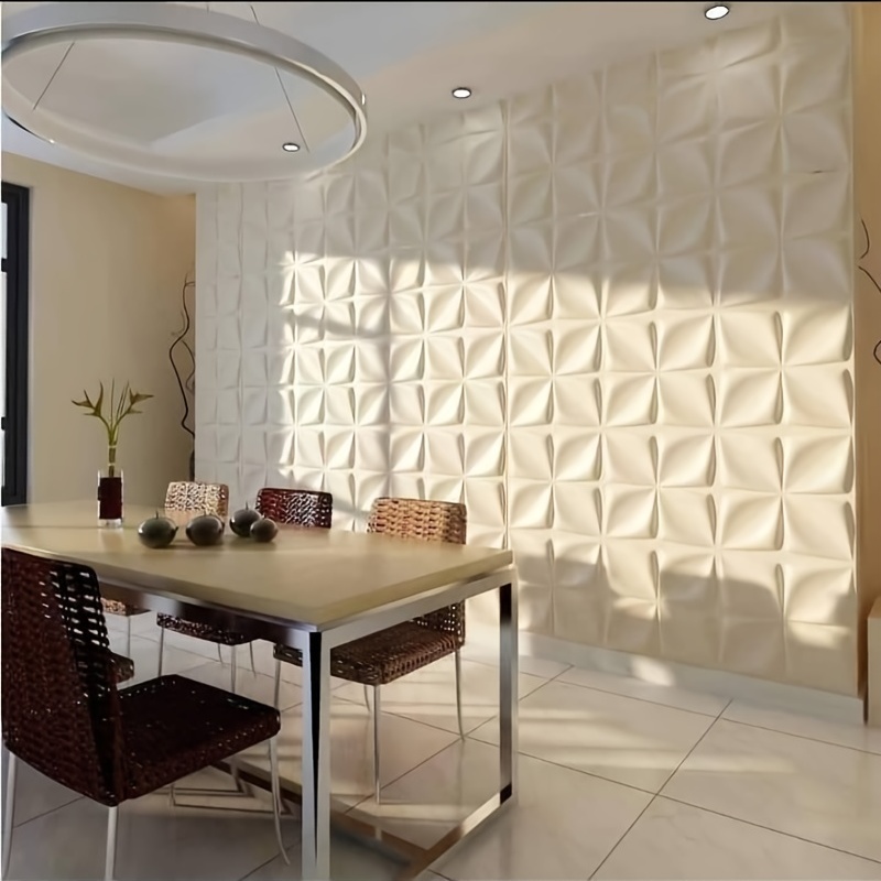  Panel de pared 3D, paneles de pared decorativos 3D de PVC,  paneles de pared texturizados de flores blancas para decoración de pared  interior en sala de estar, dormitorio, vestíbulo, hotel, 19.7
