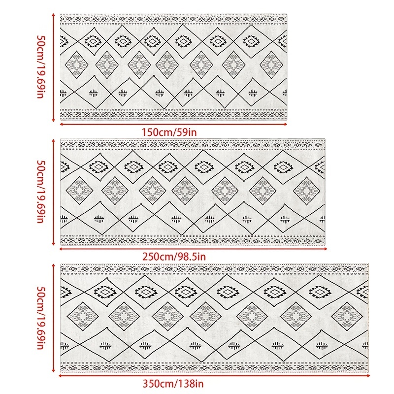 Minimalist Moroccan Runner Rugs Soft Boho Laundry Room Rug Long Anti-fouling
