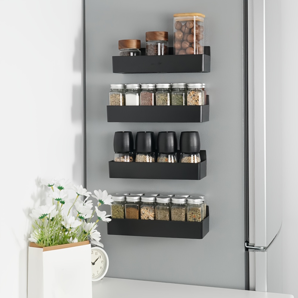 4pcs Spice Rack, Space-saving Spice Storage Holder With Strong Magnetic  Suction, Multifunctional Single Layer Storage Organizer, For Kitchen
