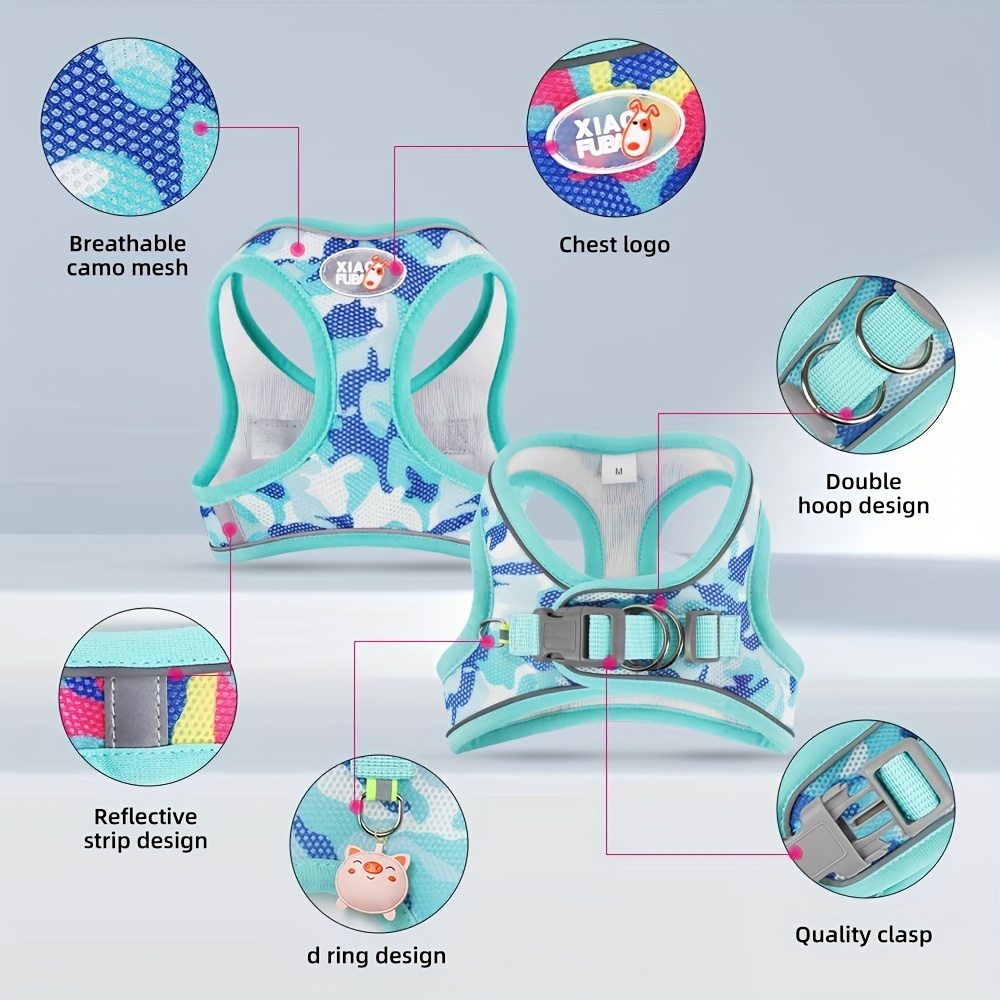 Breathable Mesh Dog Vest Harness Set with Leash and Bag for Small/Medium Dogs