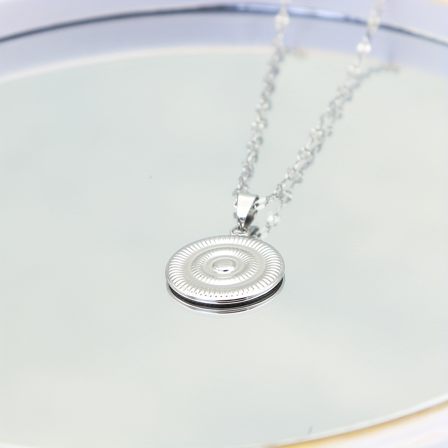 Geometric Round Spiral Necklace, Stainless Steel Compass Disc Pendant  Jewelry, Niche Gift Hanging Ornament For Girls - Temu United Arab Emirates