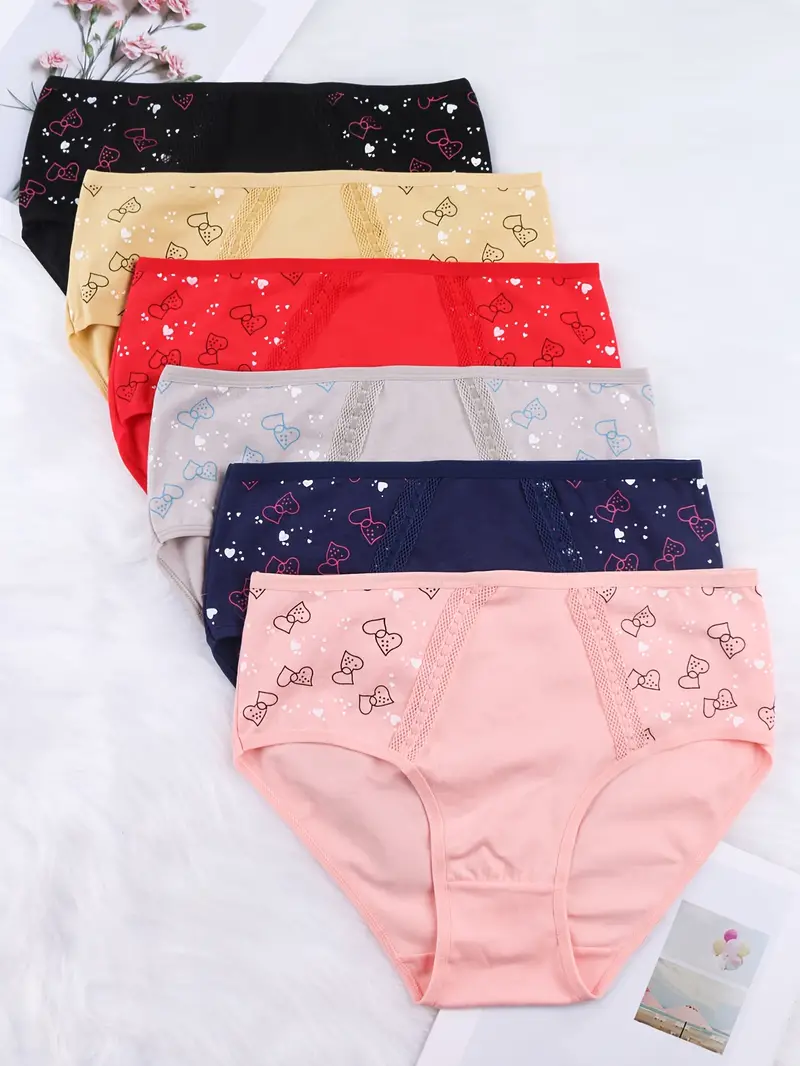 Plus Size Cute Panties Set Women's Plus Bow Knot Print - Temu