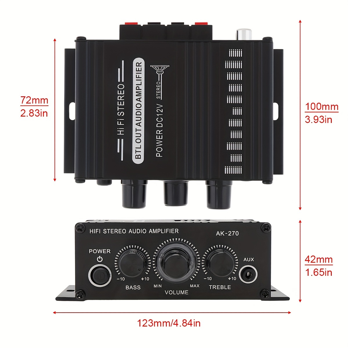 Amplificador de Sonido Estéreo para Auto y Motocicleta 2 Canales