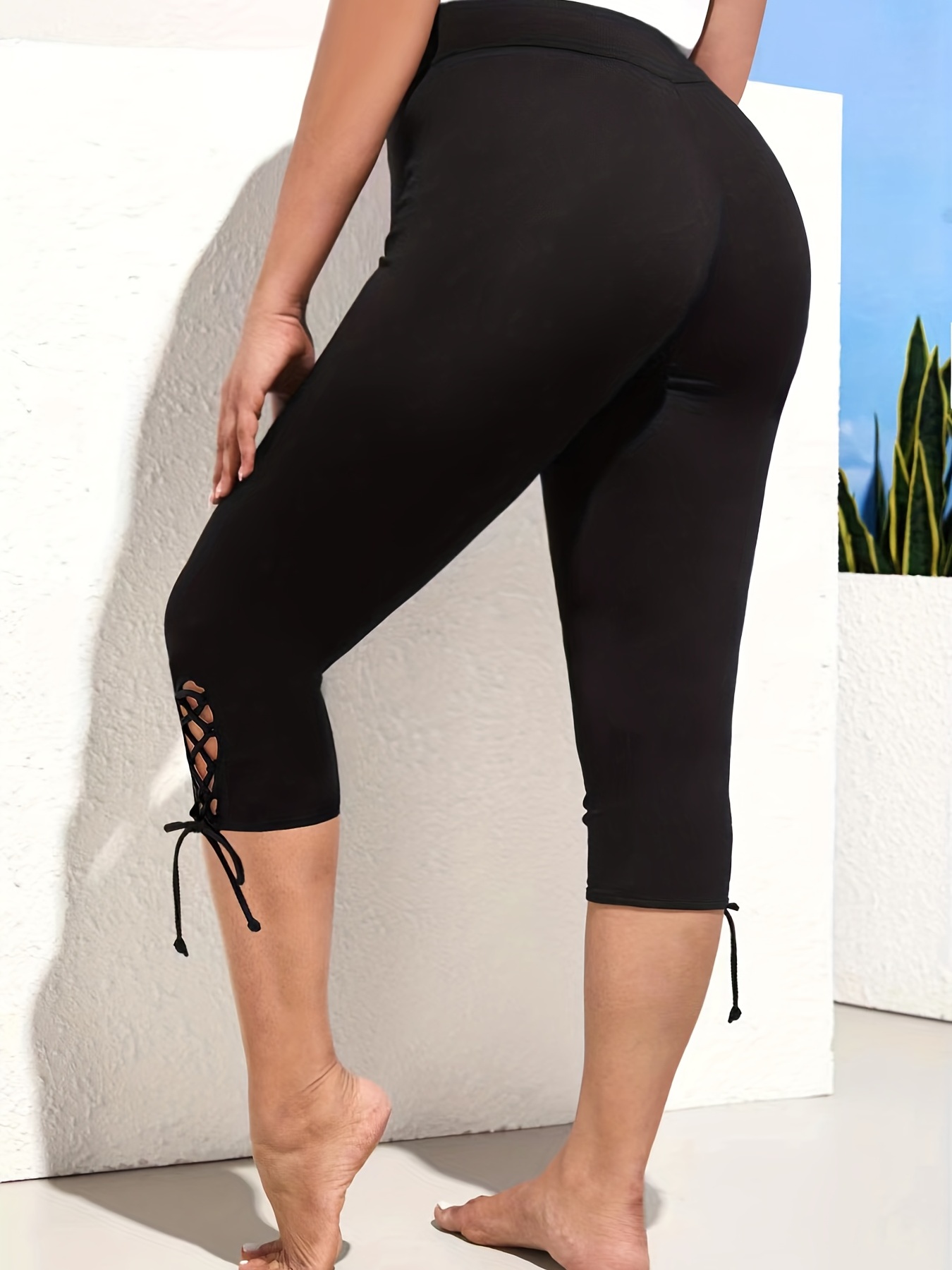 Solid Skinny Capris Leggings Casual Crop Leggings Spring - Temu Canada