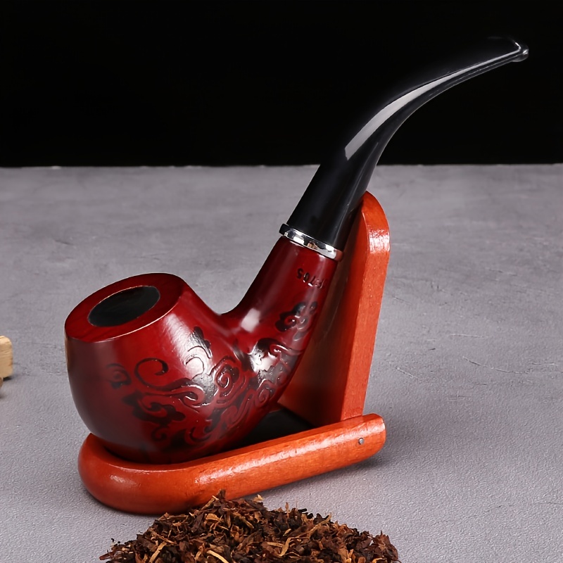 2x Dark Red Durable Wooden Wood Smoking Pipe Tobacco Cigarettes Cigar Pipes  NEW