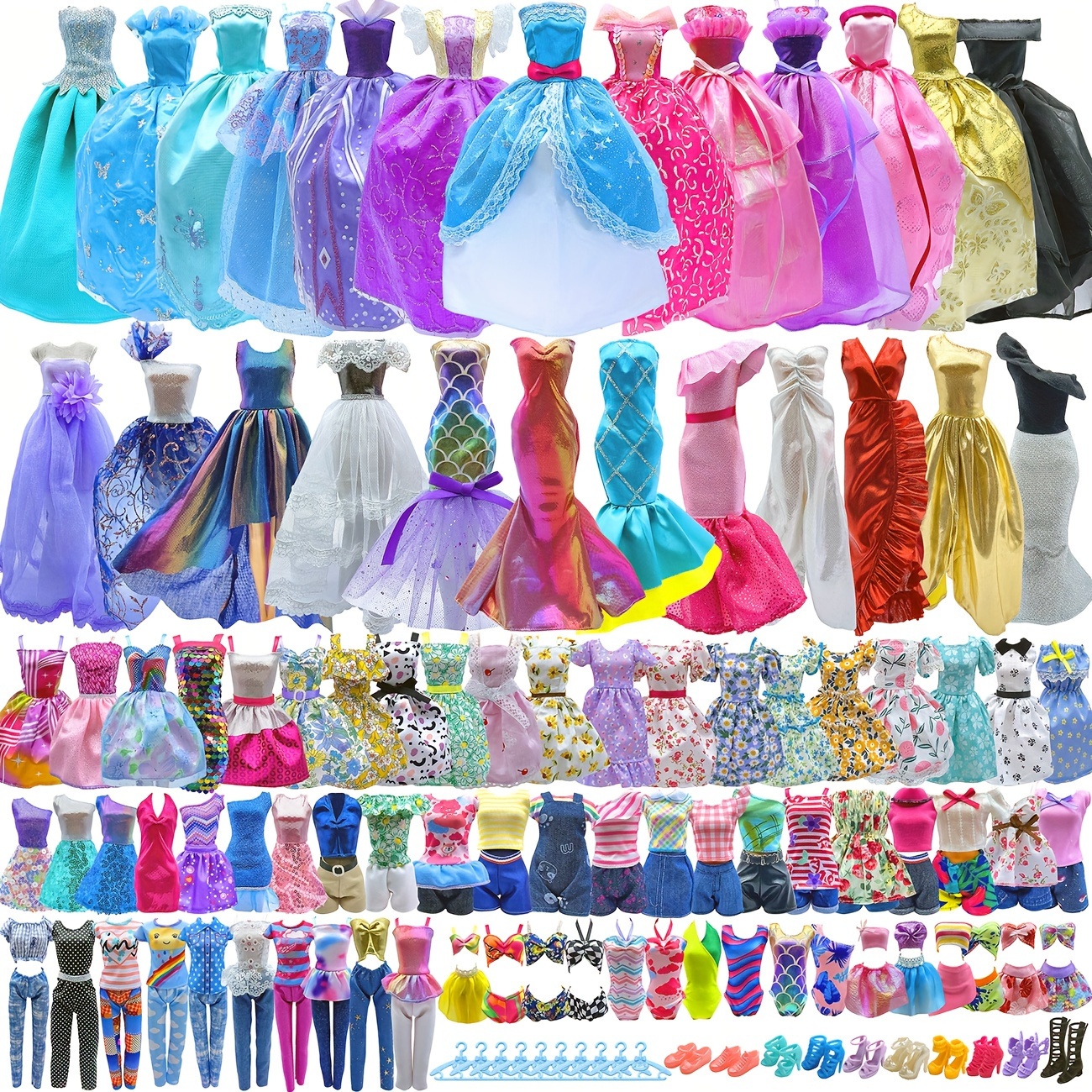 30 PCS Barbie Clothes Doll Fashion Wear Clothing Outfits Dress up
