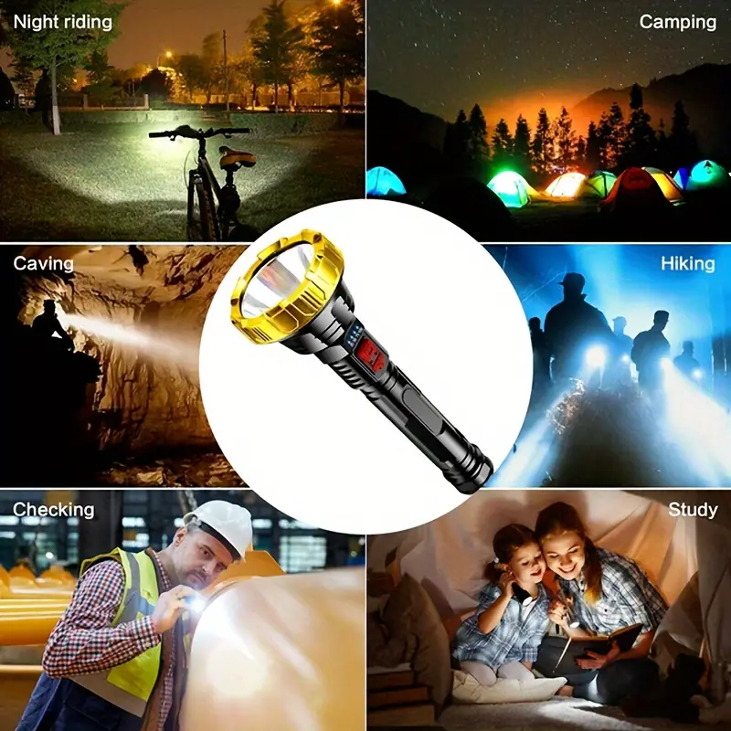1pc built in battery rechargeable handheld flashlight life grade waterproof flashlight four speed power display is not afraid of sudden power failure details 3