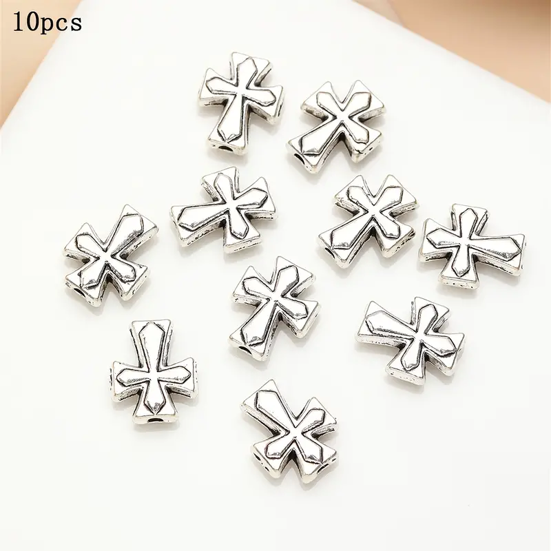 Vintage Silvery Cross Beads Zinc Alloy Loose Beads For Diy - Temu