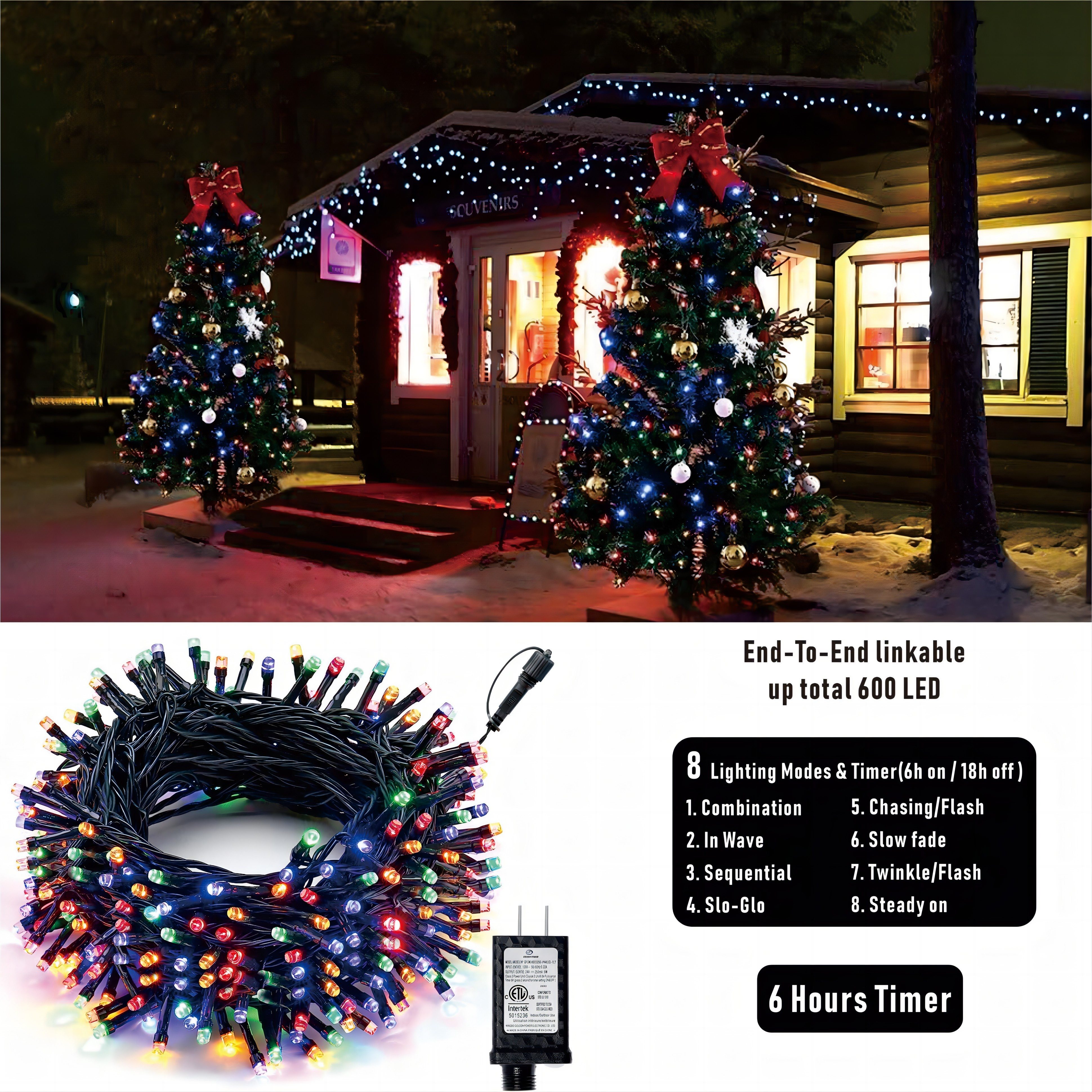 400 LED Christmas Tree Lights, Christmas Lights with 8 Light Modes & Memory  Function, 6.6FT x 16 String Lights with Timing Function & Remote Control  for Christmas Ornaments - Multicolor 