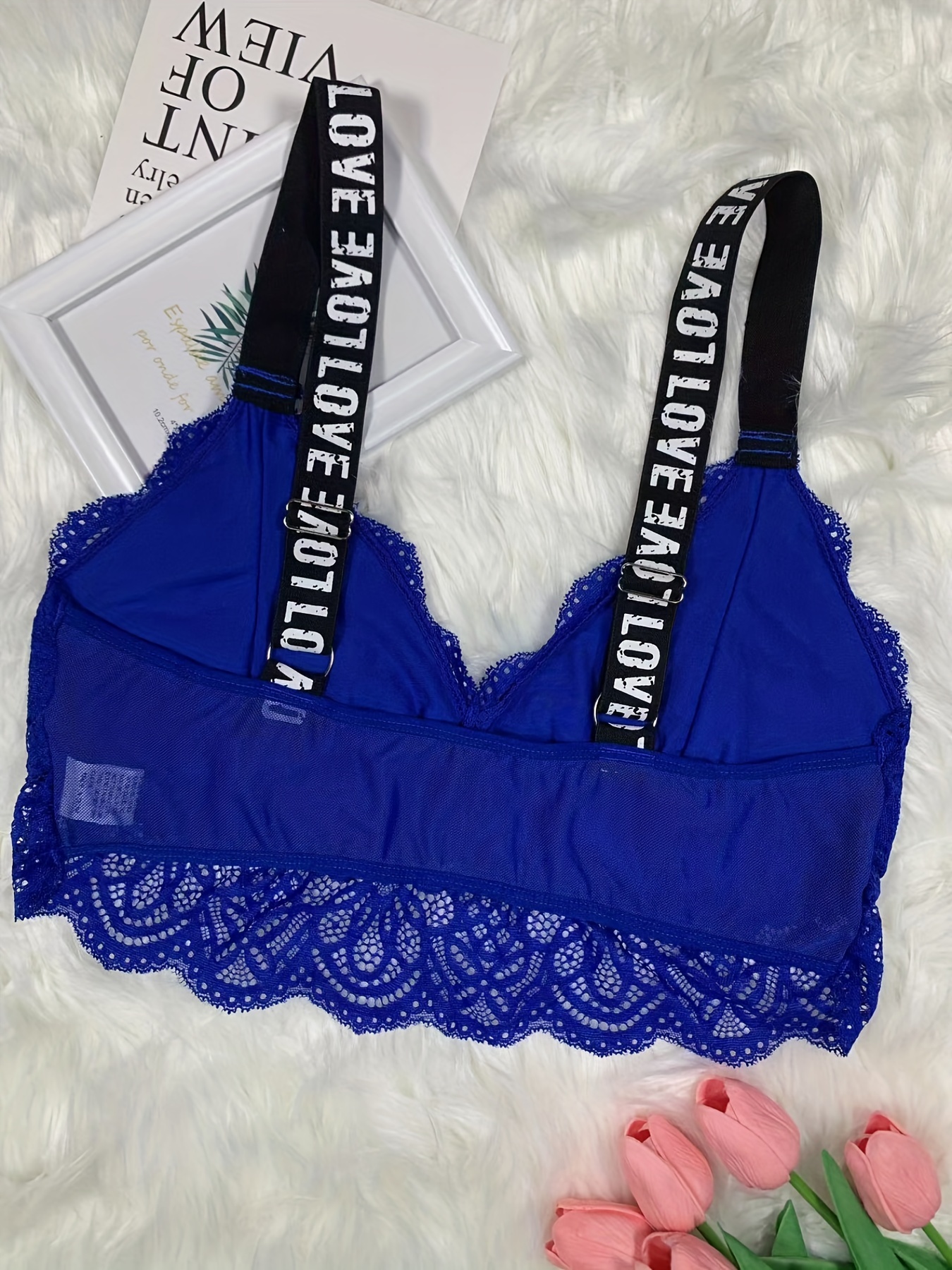 Buy Blue Floral Lace Padded Bra 34DD | Bras | Argos