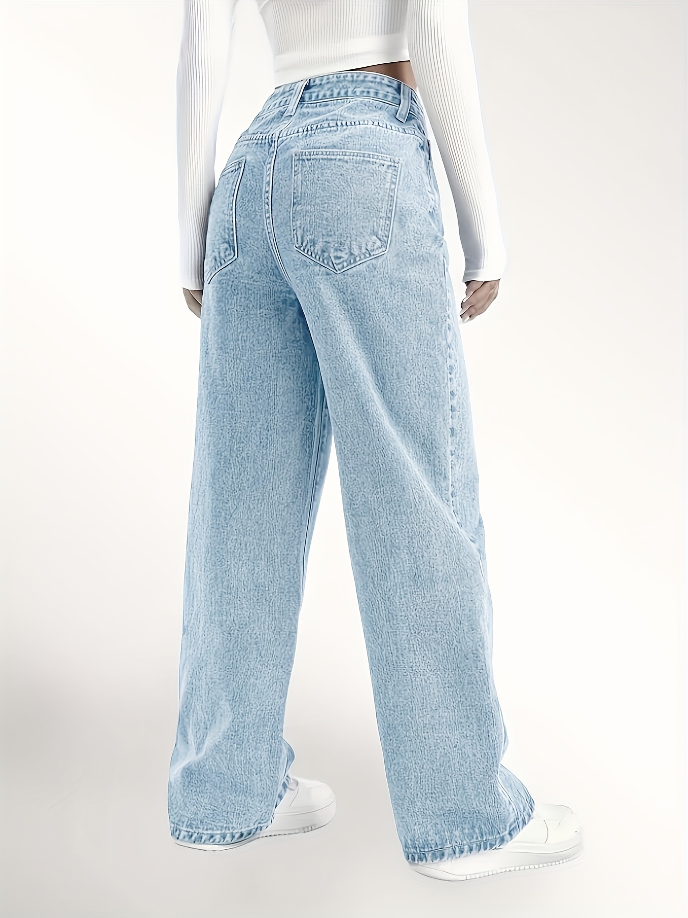 Missguided Tall straight leg jeans with rips in light wash