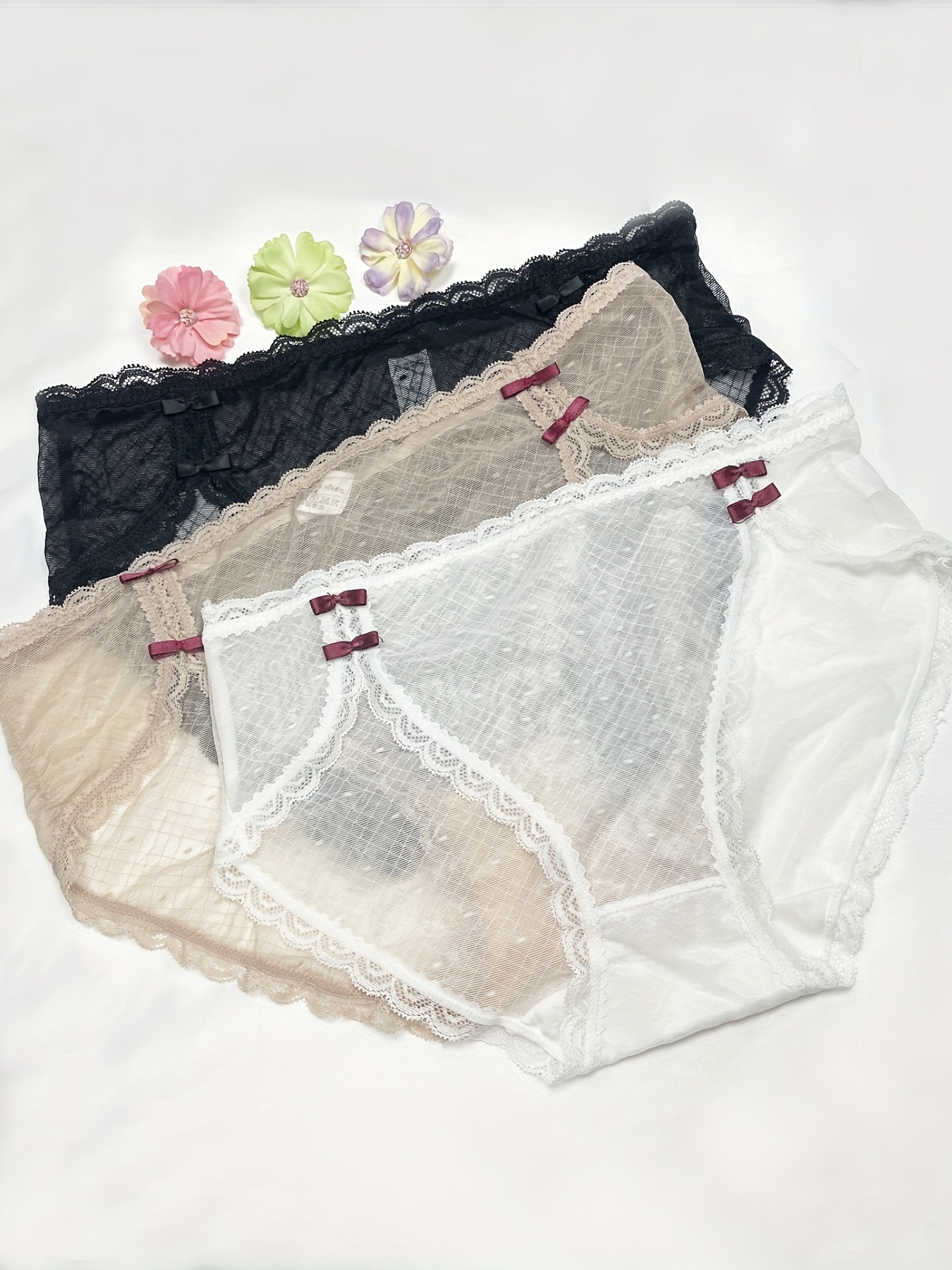 Plus Size Elegant Panties Set Women's Plus Contrast Lace - Temu Canada