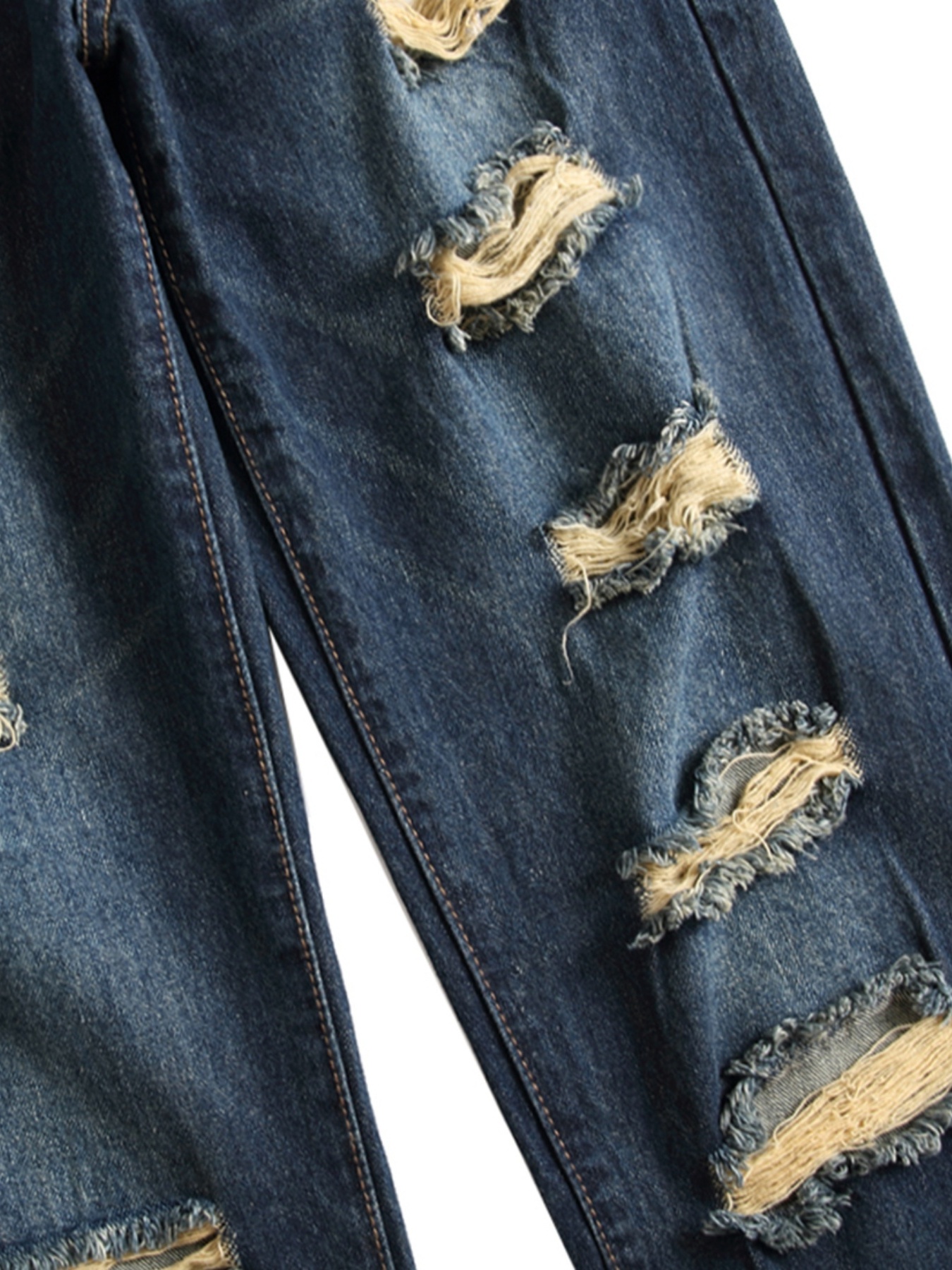 Men's Ripped Slim Fit Wild Jeans - Temu