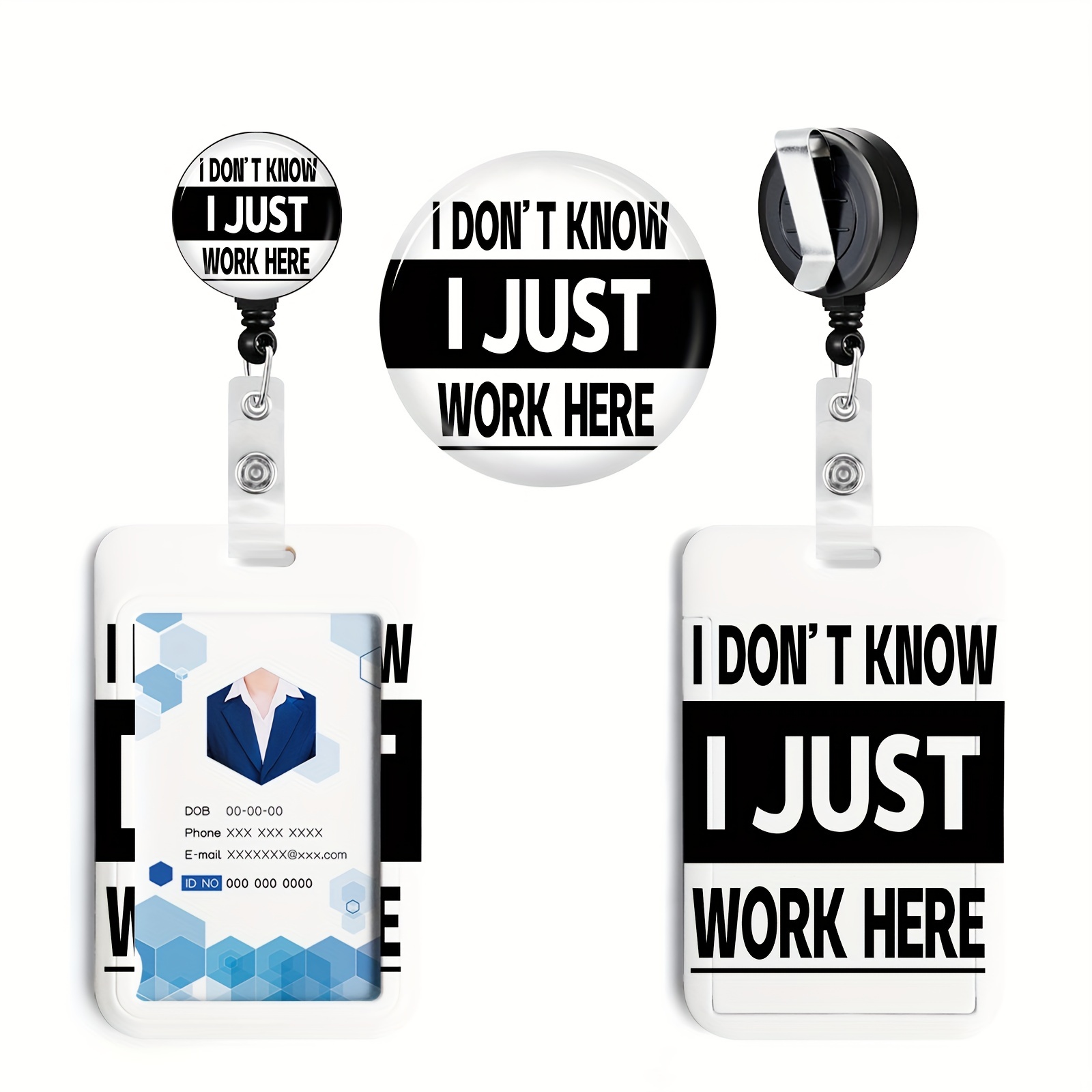 ID Badge Holder Retractable With Heavy Duty Reel, Work Hard Retractable  Badge Holders Reels, Black And White Id Badge Holders Retractable For  School O