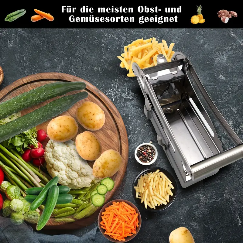 French Fry Cutter, Commercial Restaurant French Fry Cutter Stainless Steel  Potato Cutter Vegetable Potato Slicer With