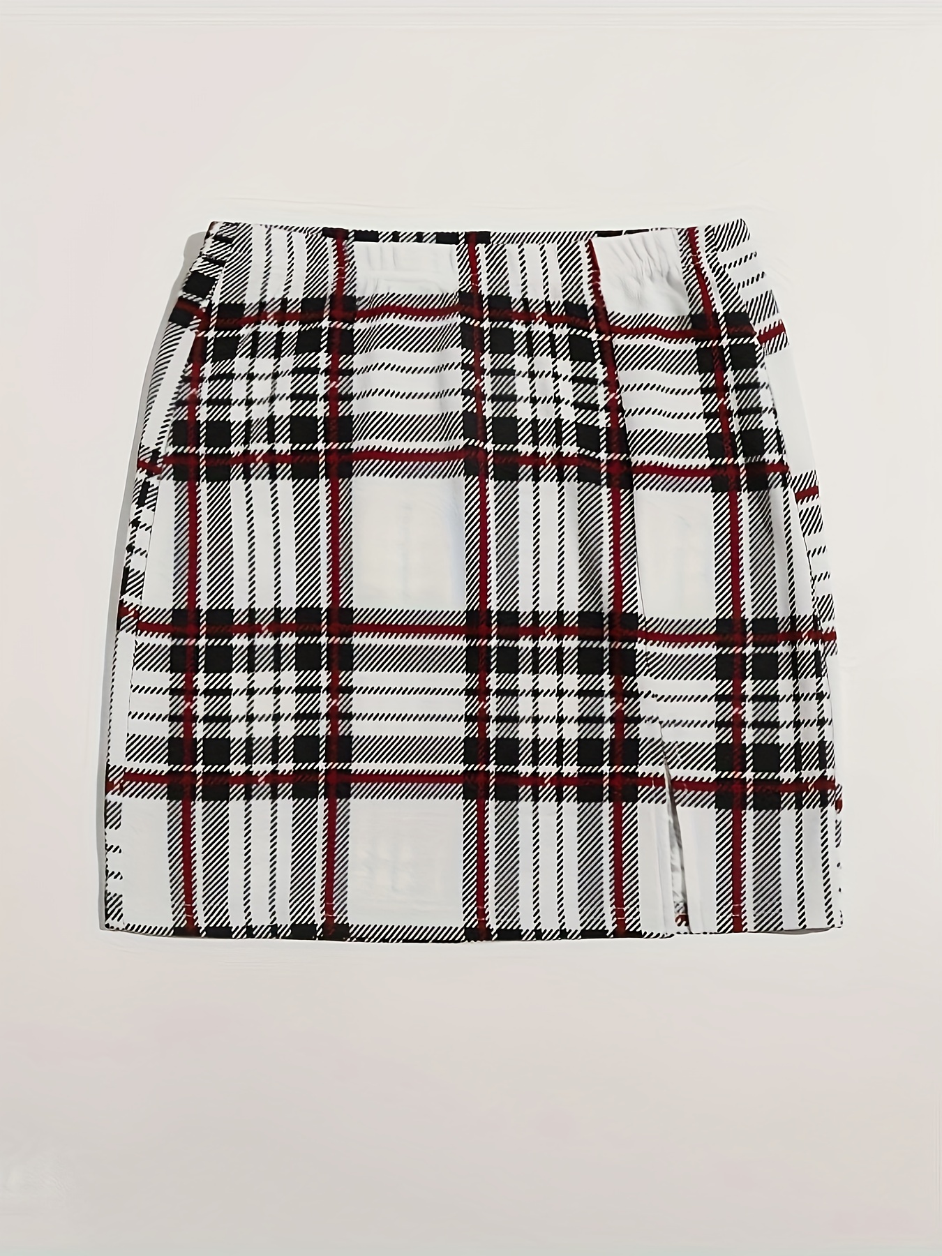 Plus Size Sexy Skirt Women's Plus Tartan Print Slit Hem - Temu Australia