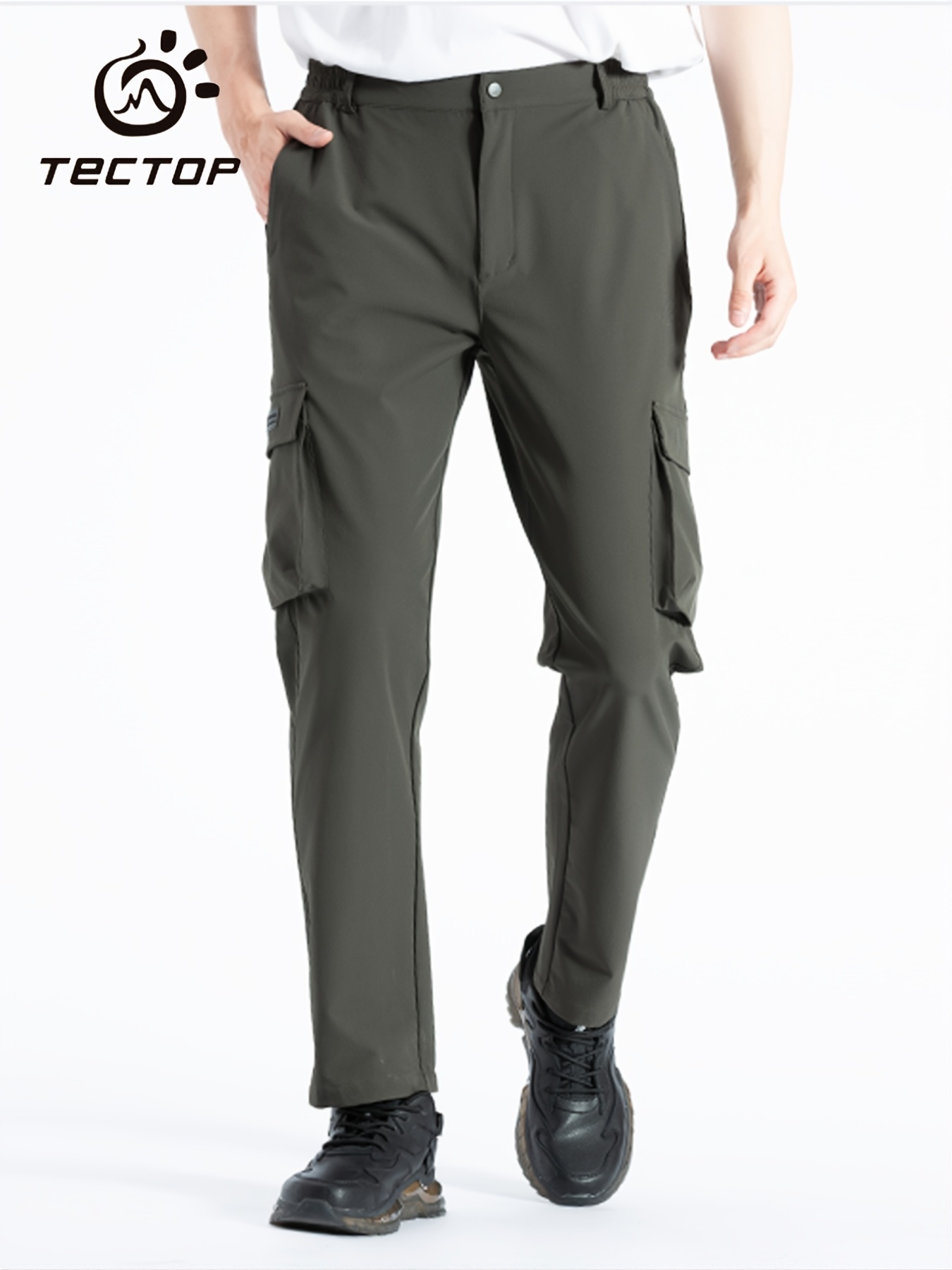 Men's Business Casual Trousers: Tectop's Windproof Hiking Pants for Comfort  & Style - Army Green