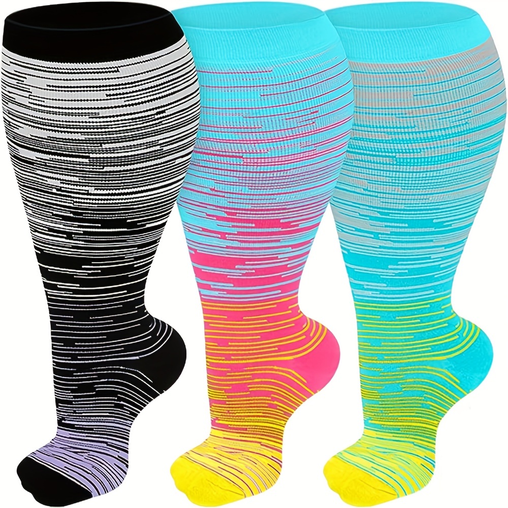 Calcetines de compresión para mujer, talla grande, calcetines de compresión  de pantorrilla ancha para hombres y mujeres, medias de compresión para