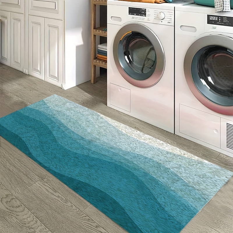 1pc Imitation Cashmere Blue Water Ripple Pattern Mat Absorbent Non Slip Rug  Soft Indoor Rug Bathroom Rug Toilet Door Mat Bathtub Shower Mat Suitable  For Toilet Areas 19 68 31 49in 23