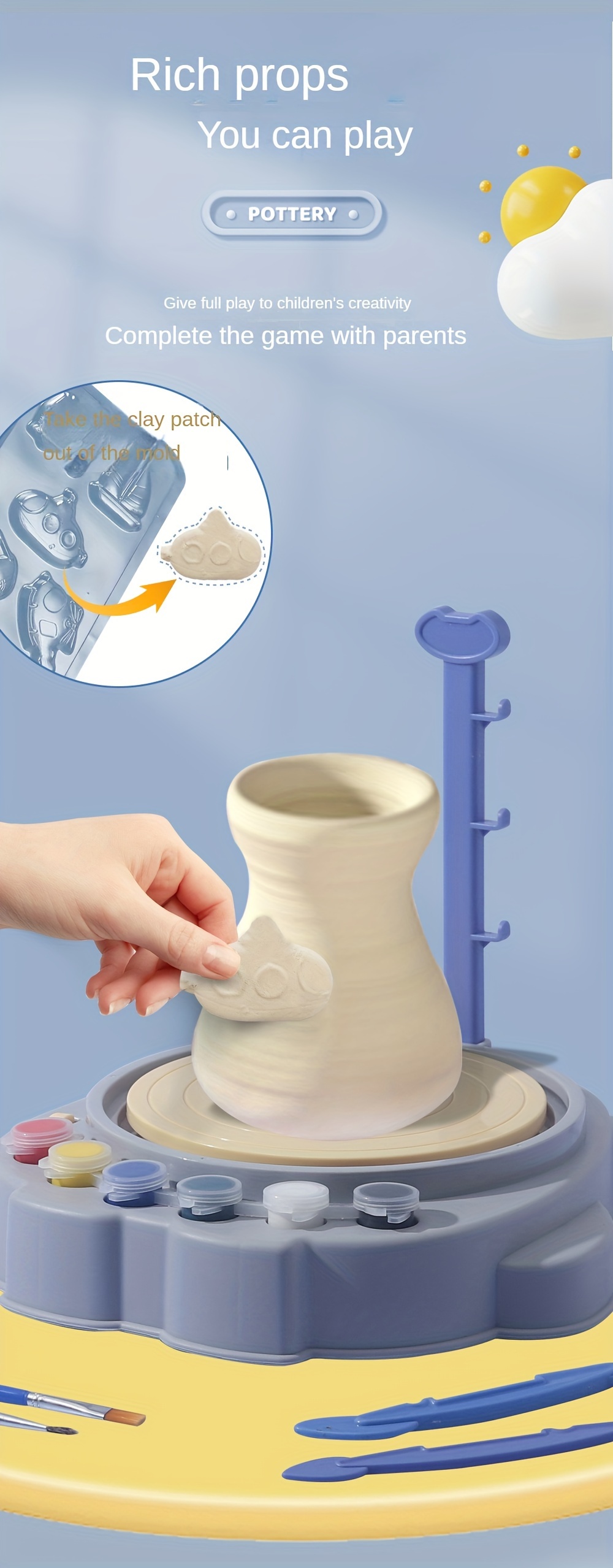 Machine à poterie électrique en argile douce imbibée pour enfants, jouets  de bricolage faits à la main, machine à dessin de documents, maternelle
