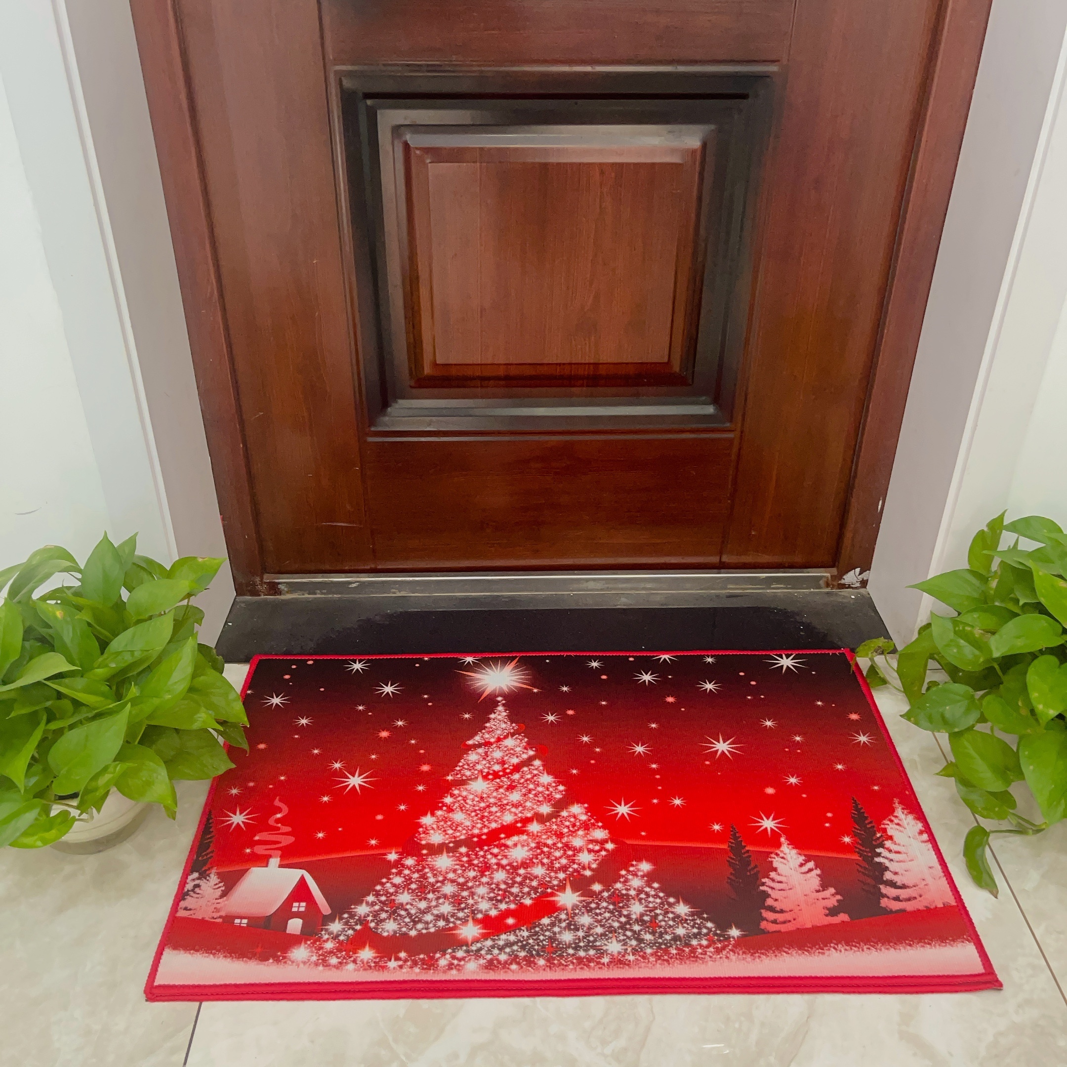 Let It Snow Winter Door Mat 28 in. x 18 in. Snowflake Outdoor Doormat