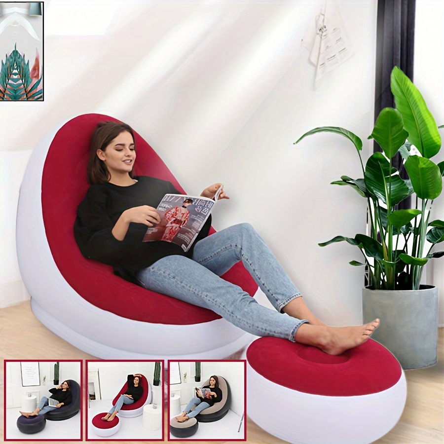 Portable Inflatable Lazy Sofa Single Size Coffee Colour Pvc - Temu