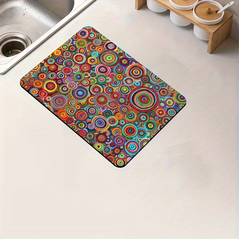 Rubber Dish Drying Mat Colorful Circle Candle Draining Pad - Temu