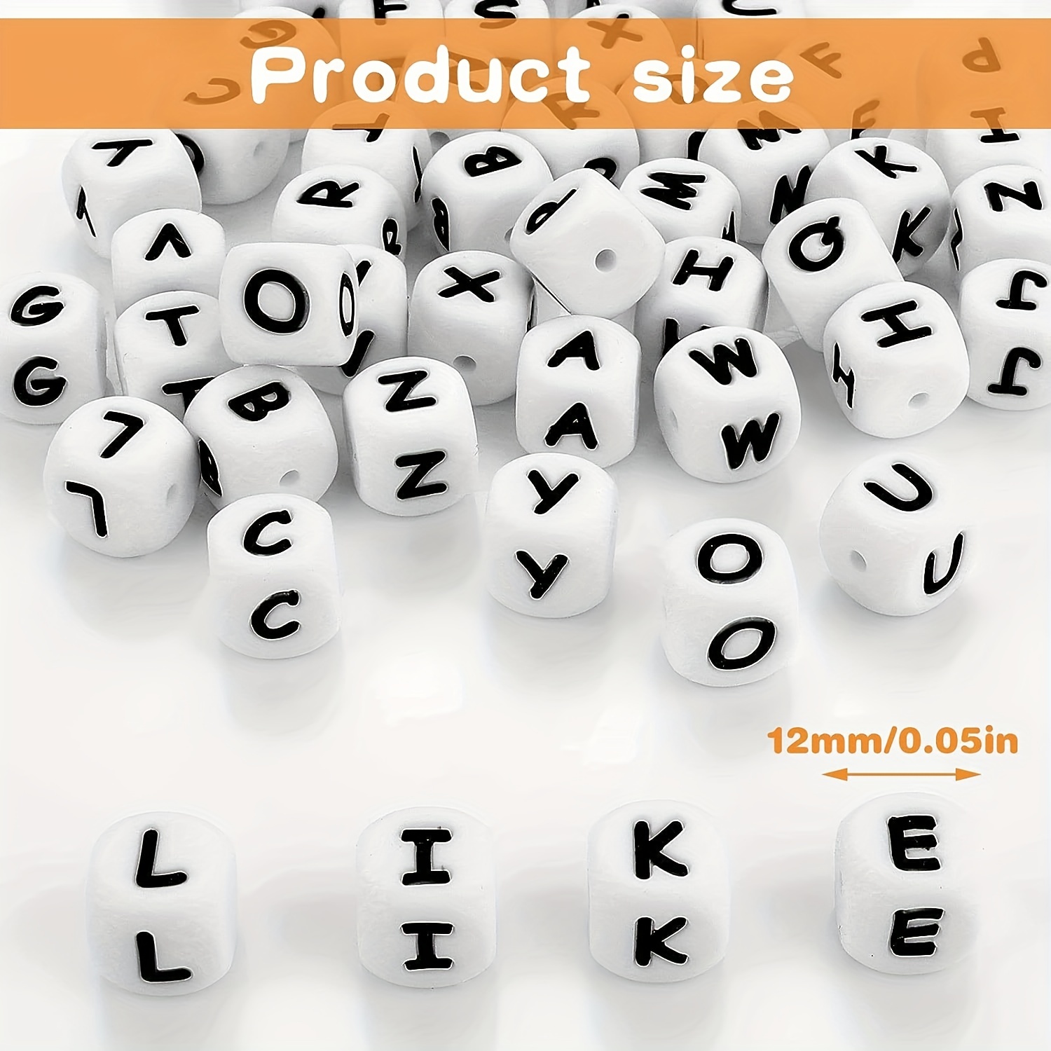 12mm Silicone Number Beads