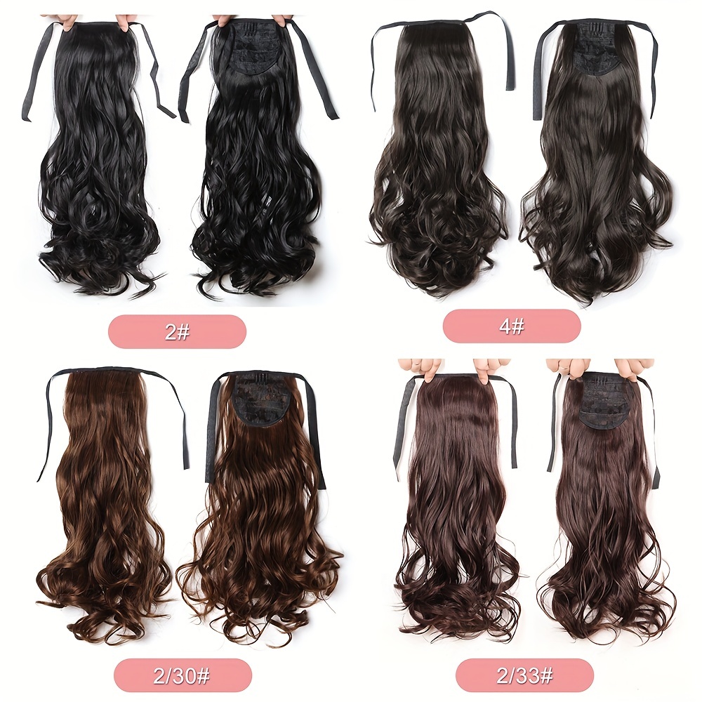 Large Curly Wave Ponytail Extension Synthetic Hair For Women
