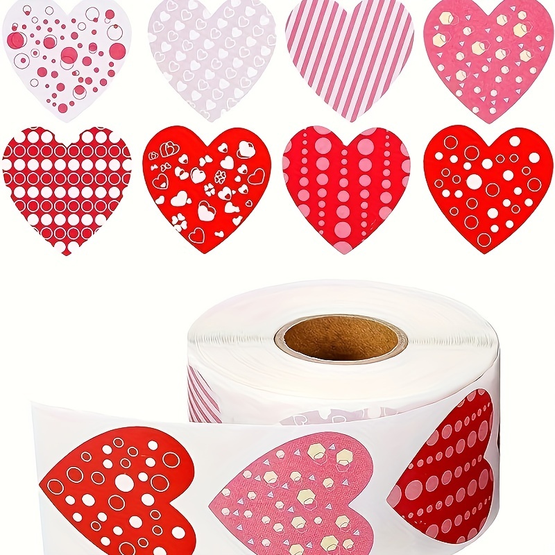 500 Pieces Valentine's Heart Roll Stickers for Kids, Valentine's Day  Colorful Heart Shaped Sticker Love Decorative Sticker Heart Labels for  Valentines