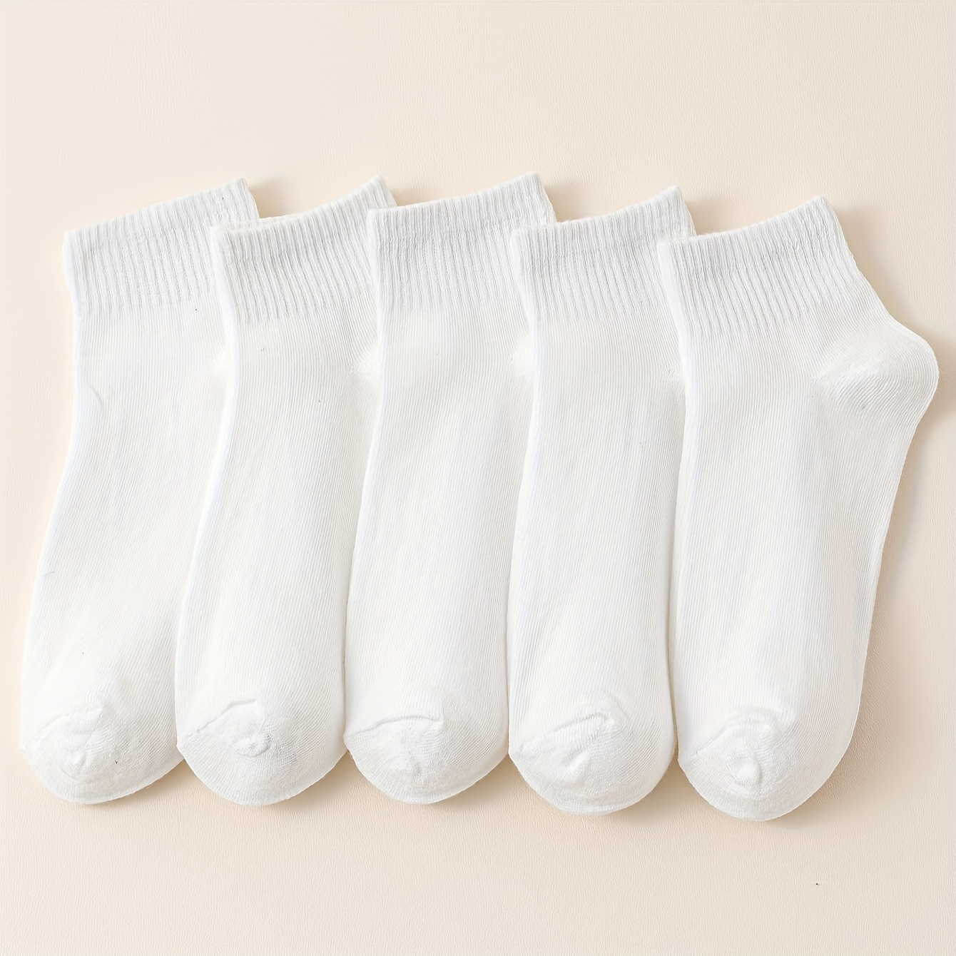 

5 Pairs Solid Crew Socks, Comfy & Breathable All-match Socks, Women's Stockings & Hosiery