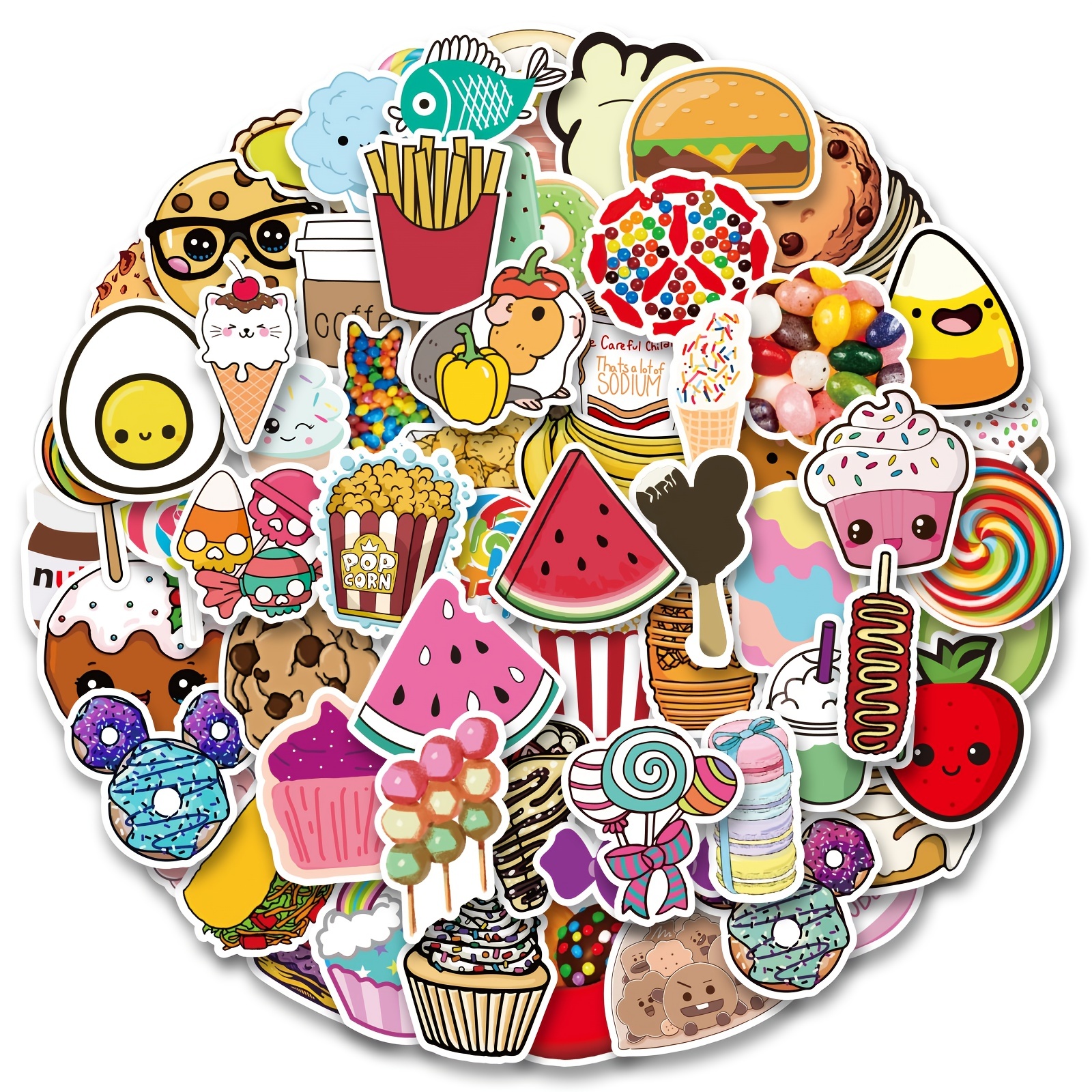 

100 Pcs Food Stickers, Fruit Decal Stickers, Food Stickers For, Vinyl Waterproof Stickers For Laptop, Bumper, Water Bottles, Computer, Phone, Hard Hat, Car Stickers And Decals