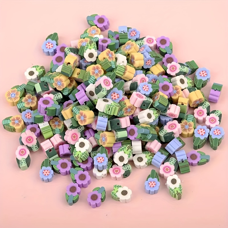  EXCEART 140 Pcs Polymer Clay Flower Set Beeds Silicone Beads  for Keychain Making Polymer Clay Flower Charms Flower Heads Beads Artifical  Roses DIY Accessories Ornament 3D Self Made White : Arts