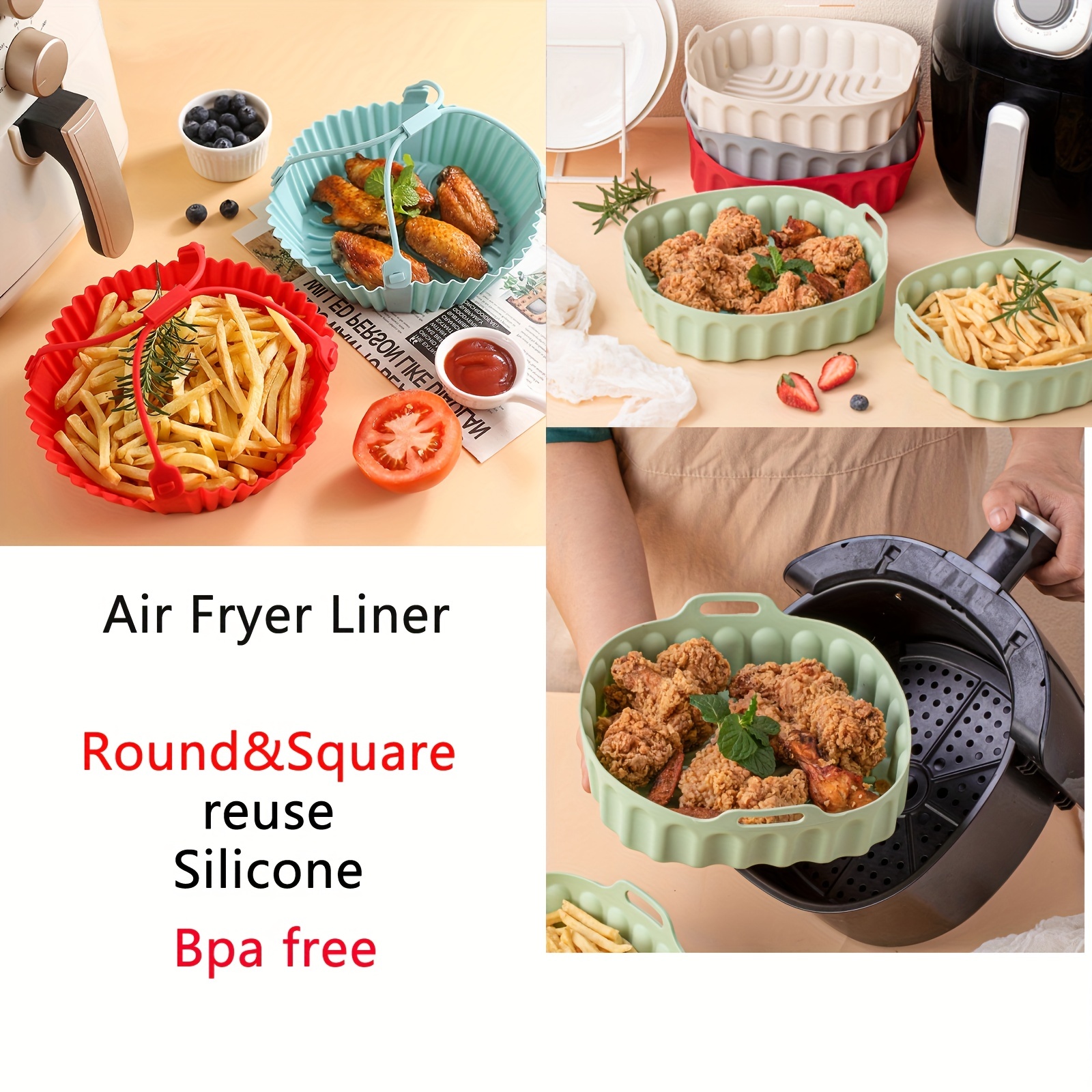 Silicone Air Fryer Liner Square Air Fryer Liners Pot Bpa - Temu