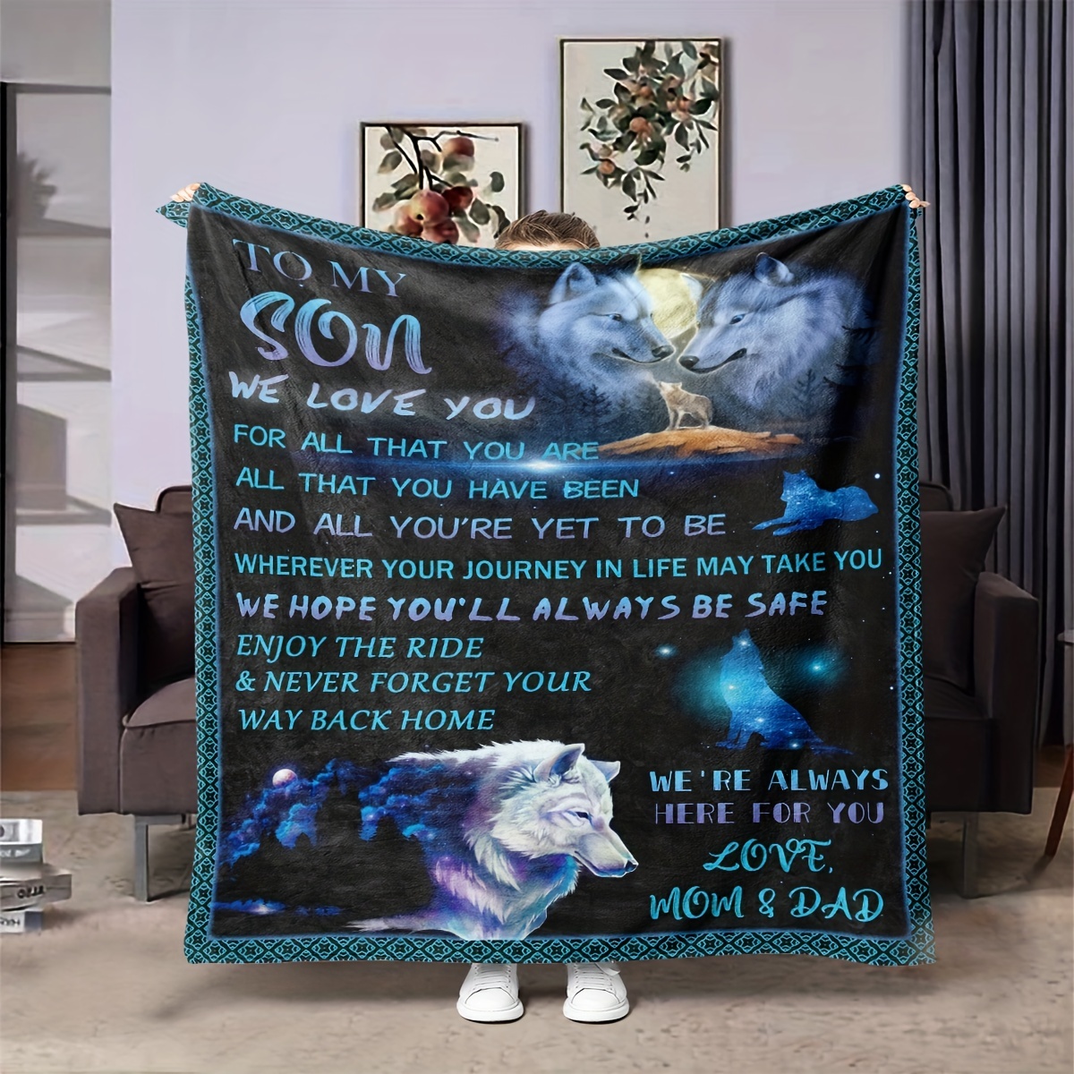 To My Son From Mom u0026 Dad: A Soft, Cozy Flannel Blanket To Keep You Warm u0026  Comfortable On The Couch Or In Bed - Temu Australia