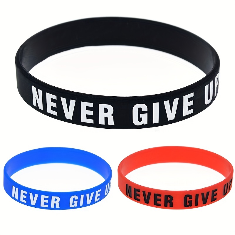 Never Give Up Motivational Wristband (Thin)