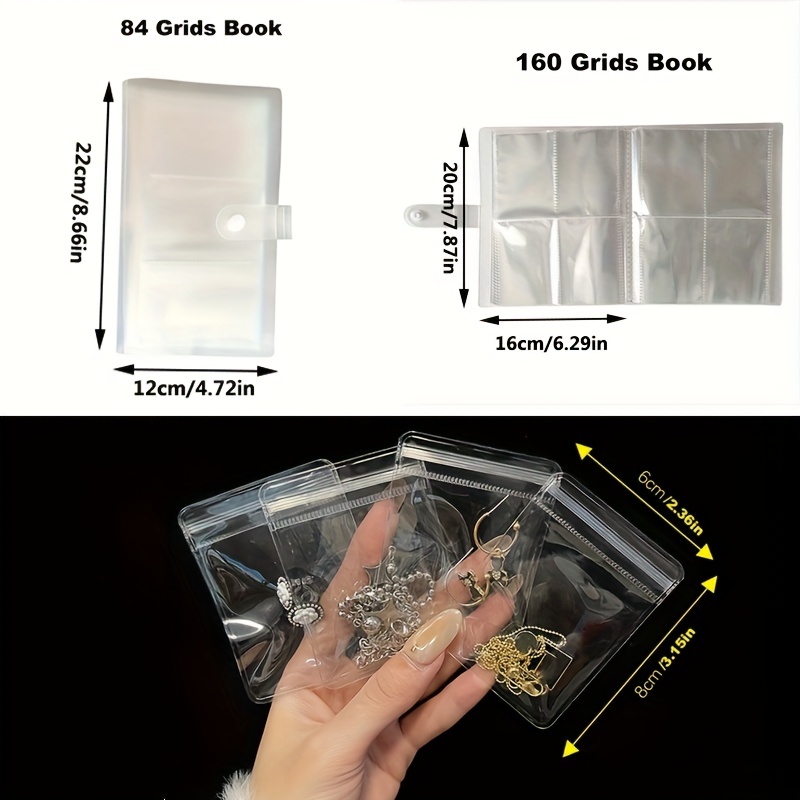 Transparent Jewelry Storage Book with Small Mini Ziplock Bags for  Travel,Anti OxidationJewelry Storage Organizer Bag (84 Grids + 