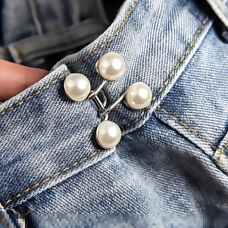 Strass/perle Finte Jeans Spilla Bottoni Pantaloni Regolabili - Temu Italy