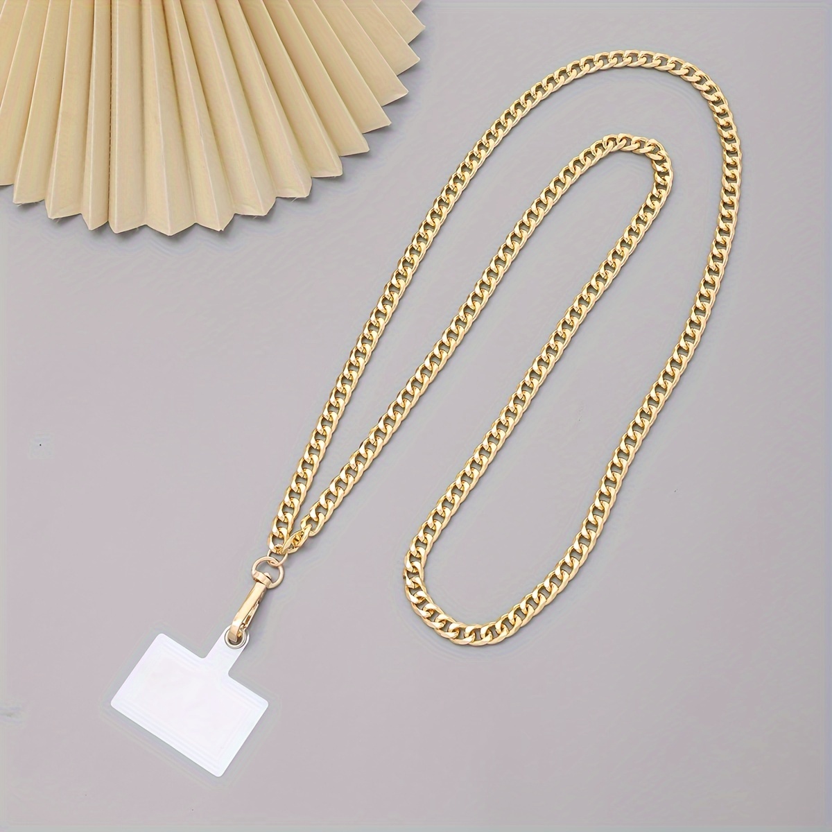 Image of Metal Chain Mobile Phone Crossbody Chain With Clip 125cm Mobile Phone Lanyard Mobile Phone Chain Neck Strap