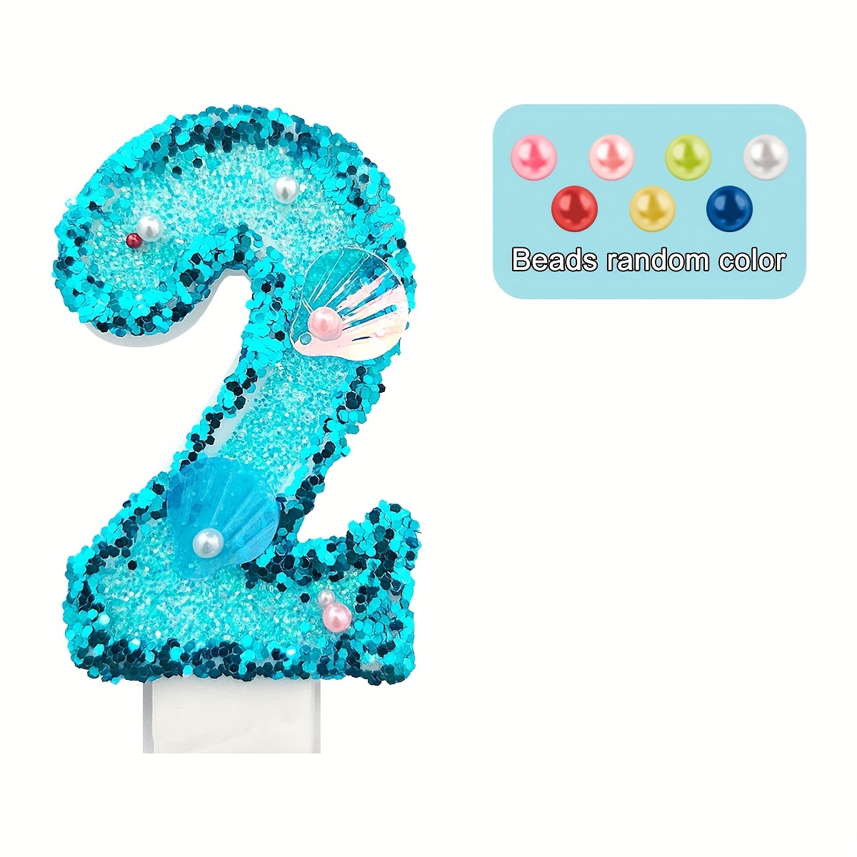 Glitter Shell Number 0-9 Birthday Candle for Sea Theme Parties