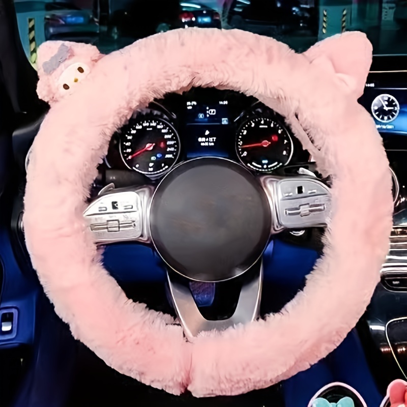 Cute Cat Winter Warm Plush Auto Car Steering Wheel Cover - Temu