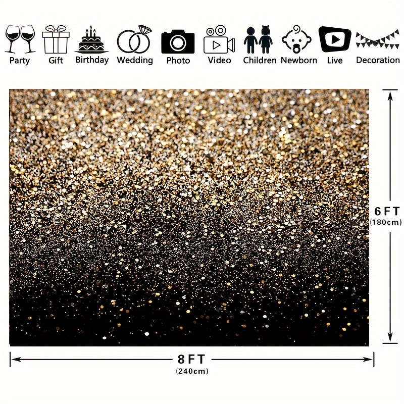 Black Gold Birthday Background Cloth Scene Decor Holiday - Temu