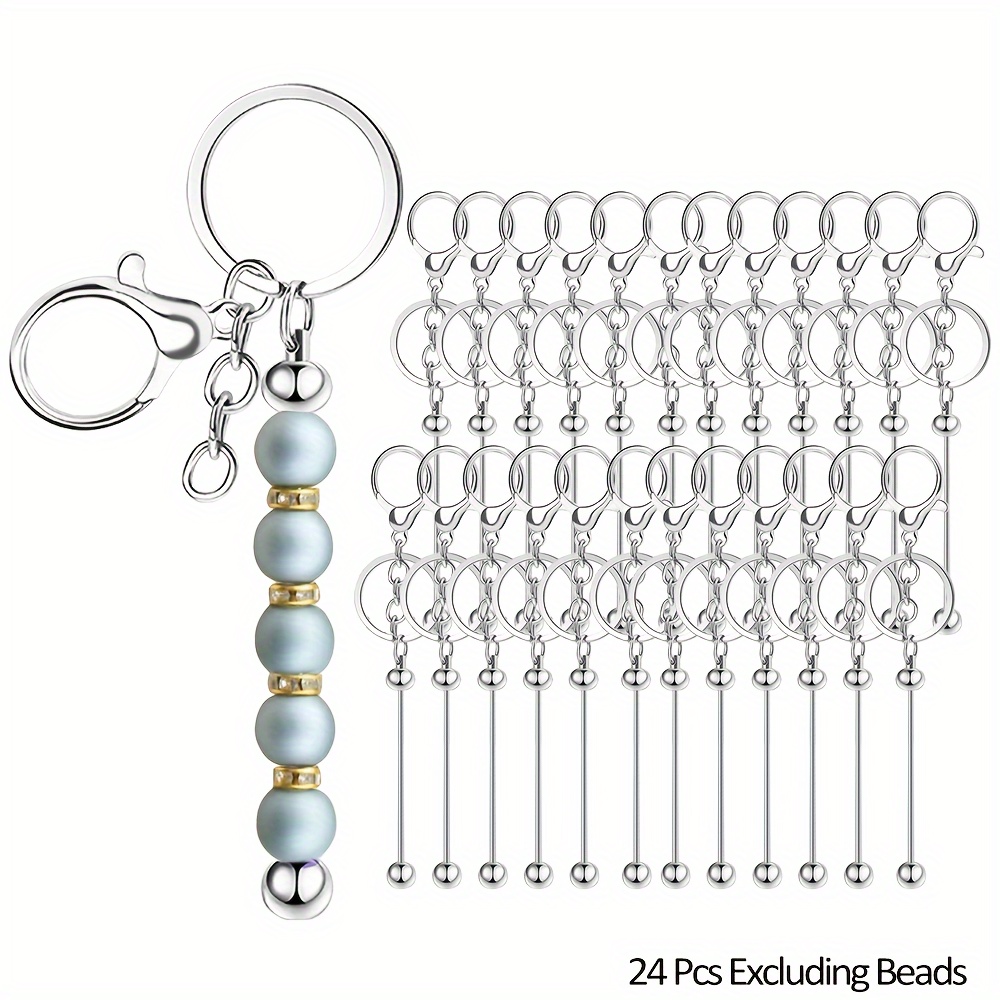 60 Pcs Acrylic Beadable Keychain Blanks Clear Keychains Set For Keychain  Diy Project Pendant Jewelr