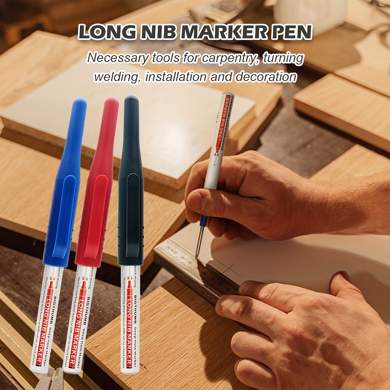 Multi-purpose Deep Hole Marker Pens Long Nosed Marker Deep Drill Hole Long  Nib Scriber Waterproof Mechanical Carpentry Colorful Marker Pen for