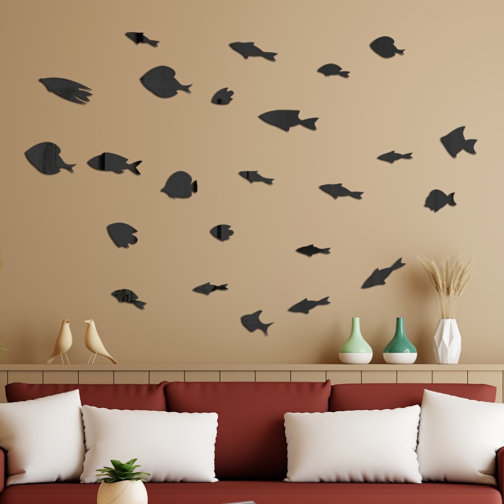 JDEFEG Little Stick On Mirrors Sea Animals Fishes Theme Waterproof Acrylic Mirror  Wall Decor Stickers Removable Dog Diy Sticky Mural Stickers Decals for Kid  Baby On Mirror Tiles Hexagon Red 