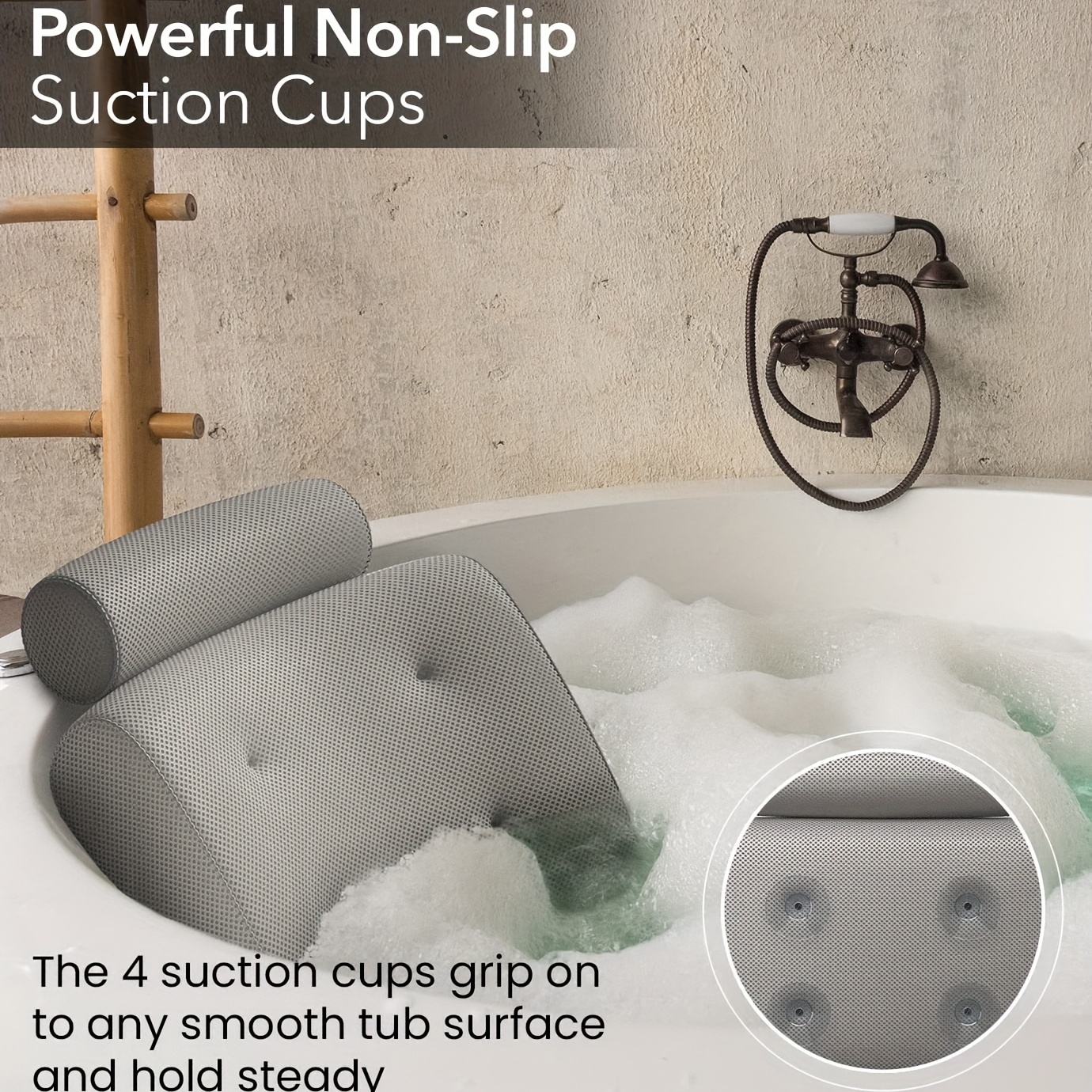 5d Air Mesh Full Body Bath Pillow With Non slip Suction Cups - Temu