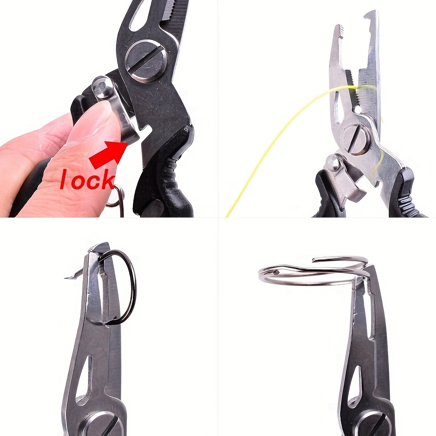 Fishing Pliers Saltwater Resistant Fishing Hook Remover Line Cutter  Scissors With Coiled Lanyard Sheath Fishing Tackle Accessory - AliExpress