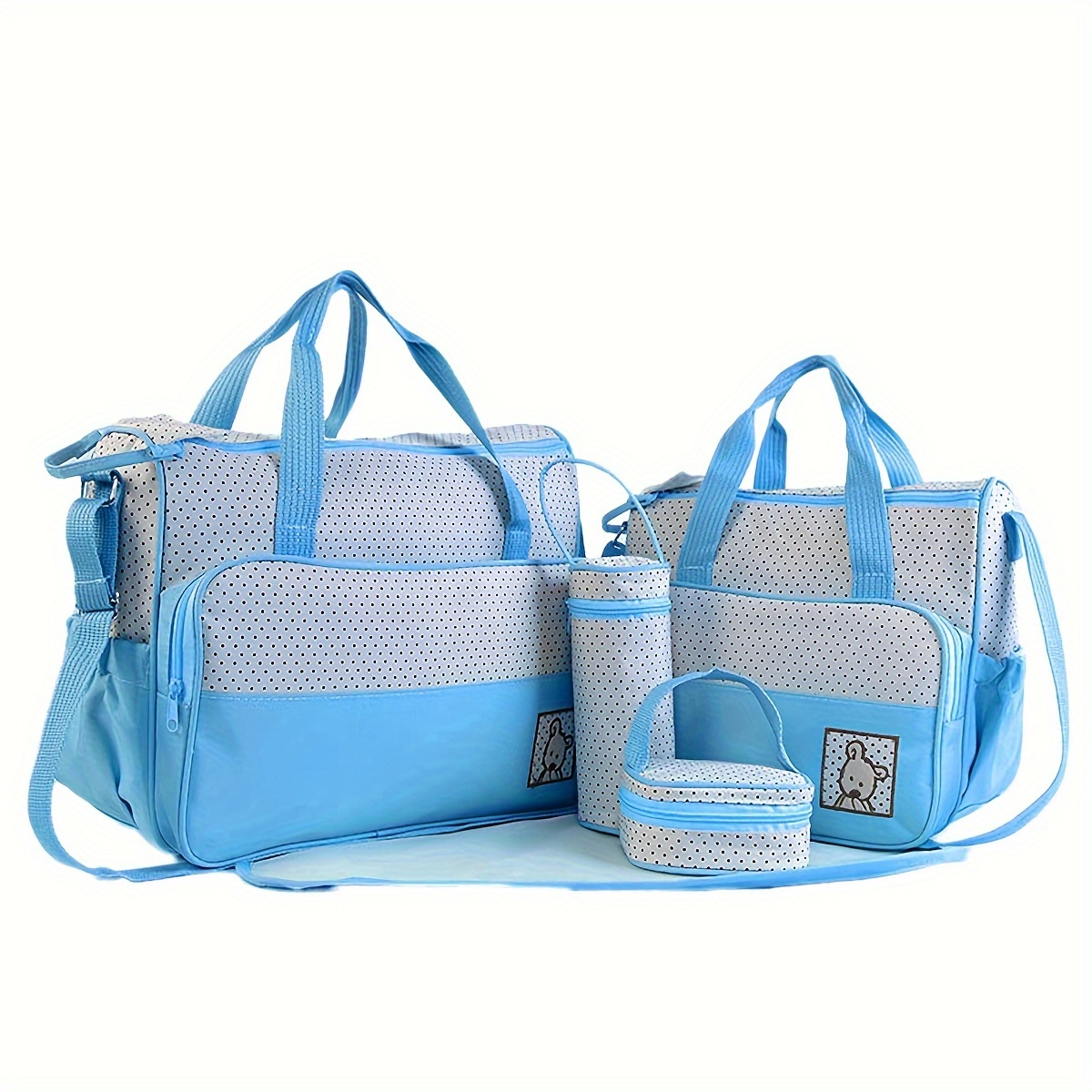 5pcs Polka Dot Mommy Bag Set, Stylish & Spacious