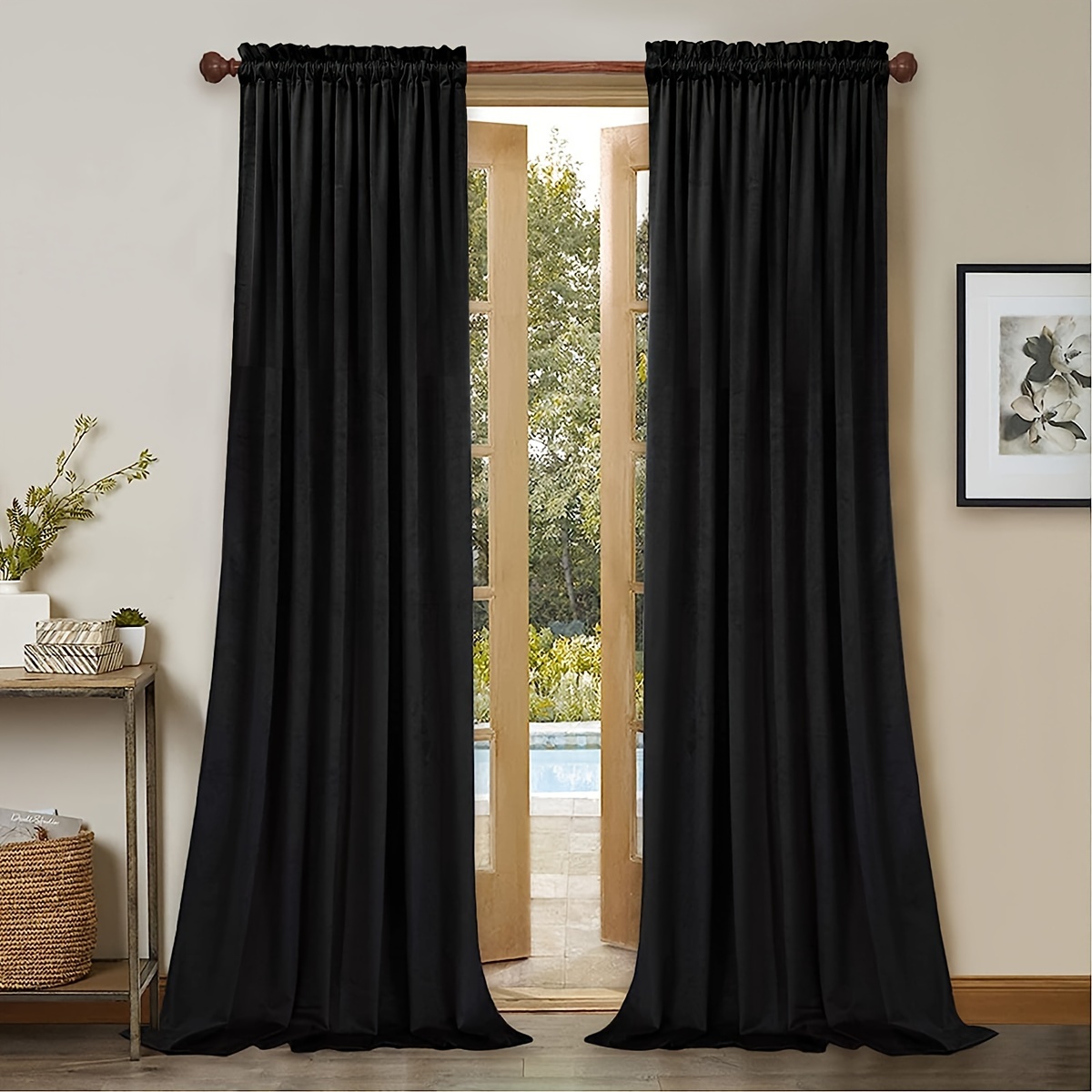 1pc simple solid color thickened warm curtains italian fleece soft material light filter decorative modern festive red curtains long curtain rod pocket door curtains for living room bedroom home decoration